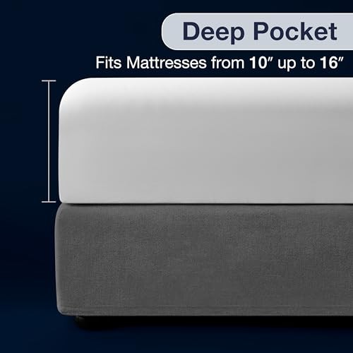 Sheets Set 6 Piece Cooling Bed Sheets with 4 Envelope Pillowcases King White