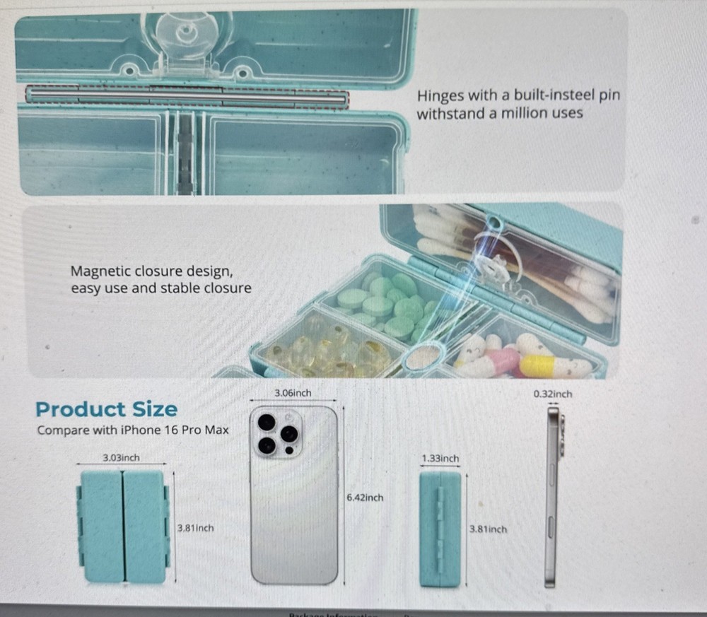 Zentiky Small Pill Organizer With Labels