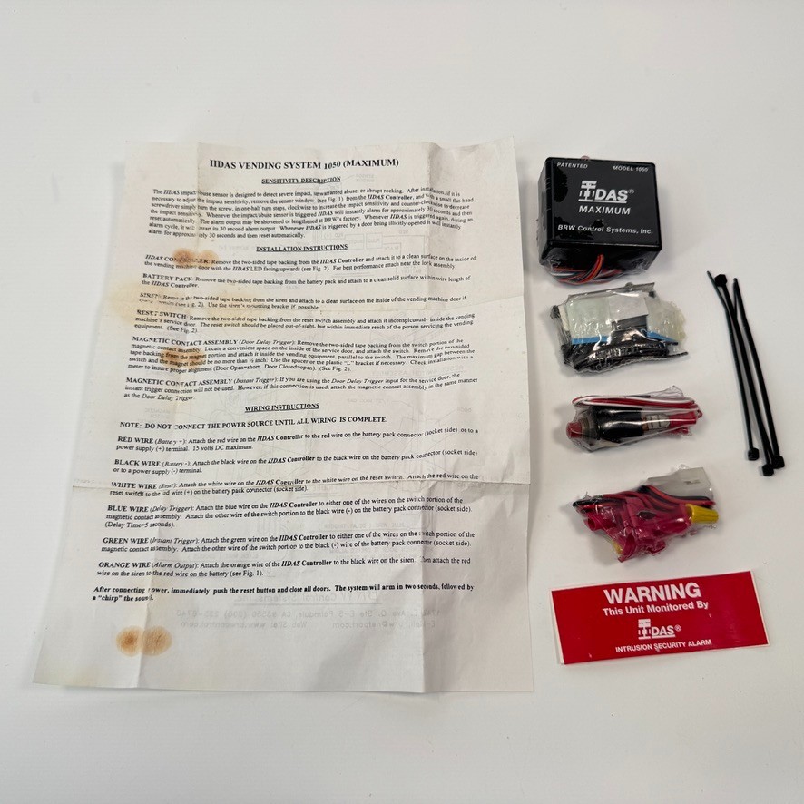 BRW Control Systems IIDAS Maximum Vending Machine Security Device UNTESTED NOS