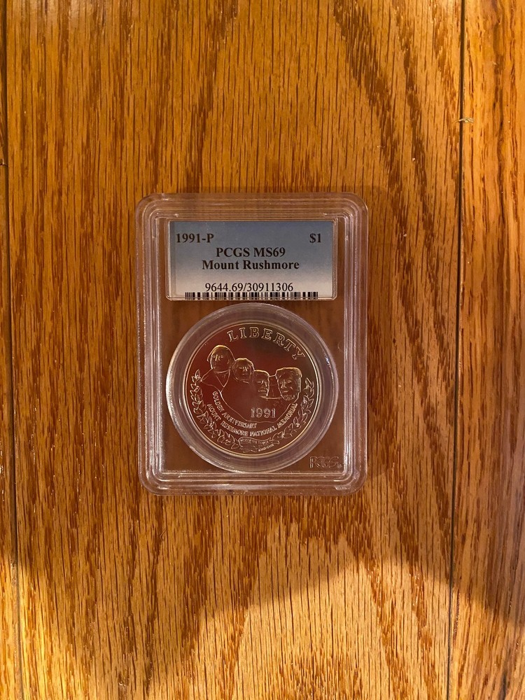 1991 P Mount Rushmore Commemorative Silver Coin PCGS MS69