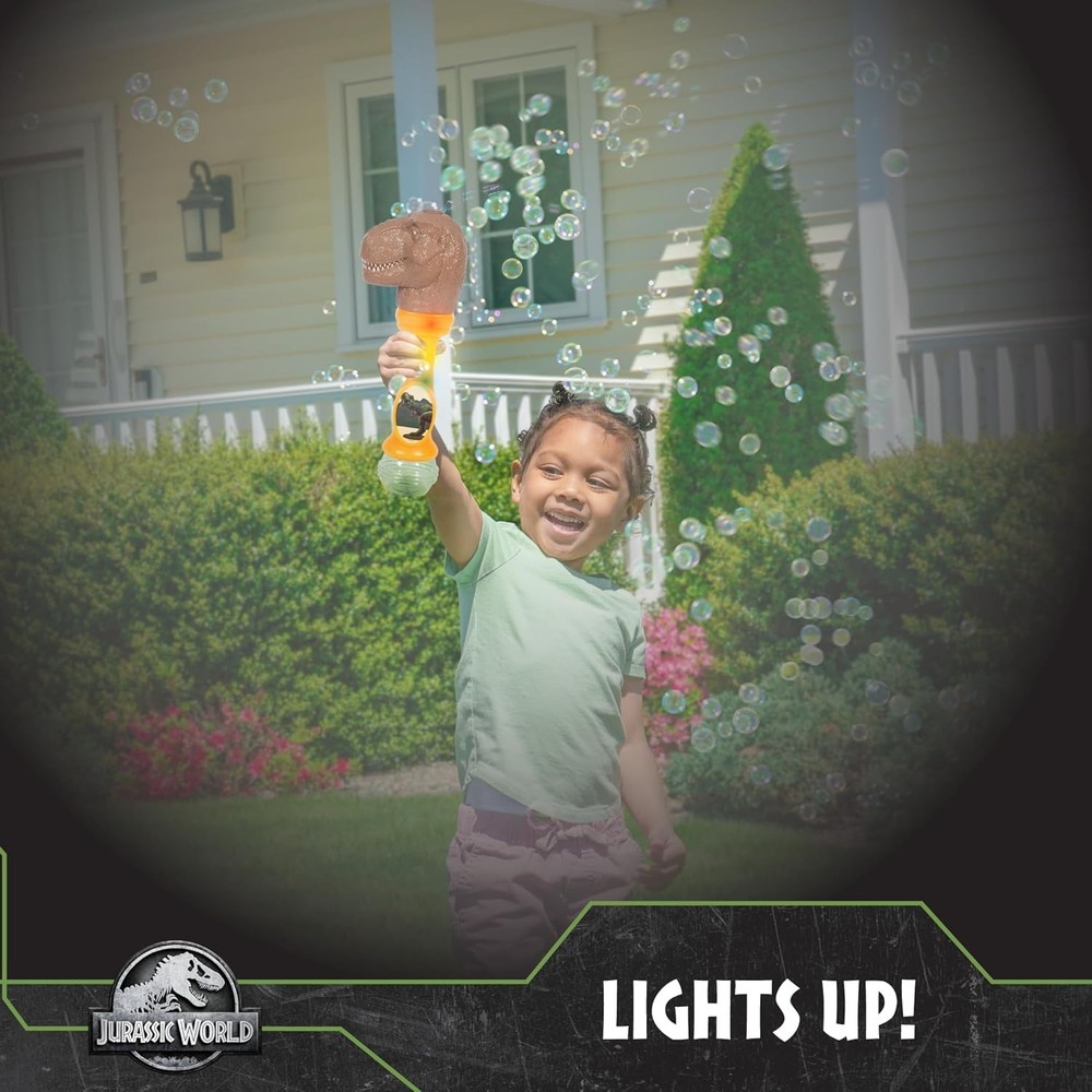 Light-Up Jurassic World Dino Bubble Wand - Includes Non-Toxic Bubble Solution
