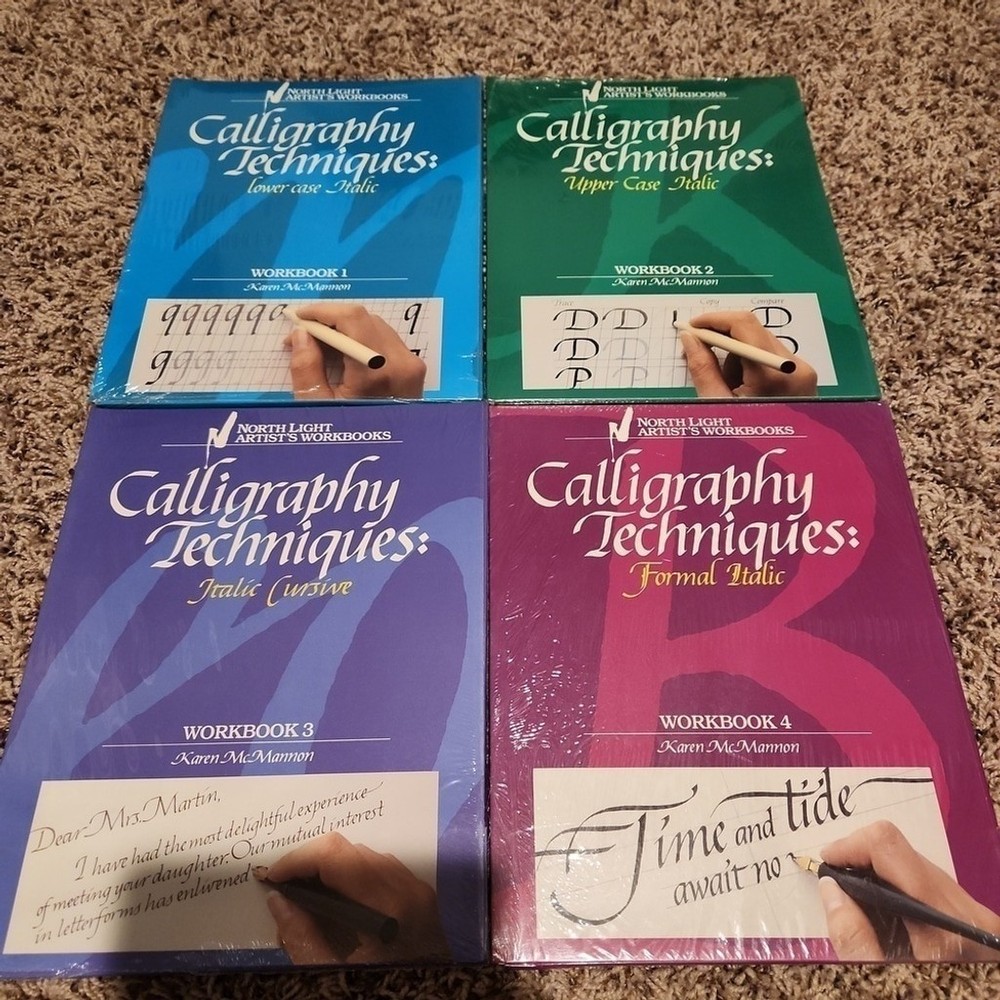 Vintage Calligraphy Techniques Workbooks Set of 4