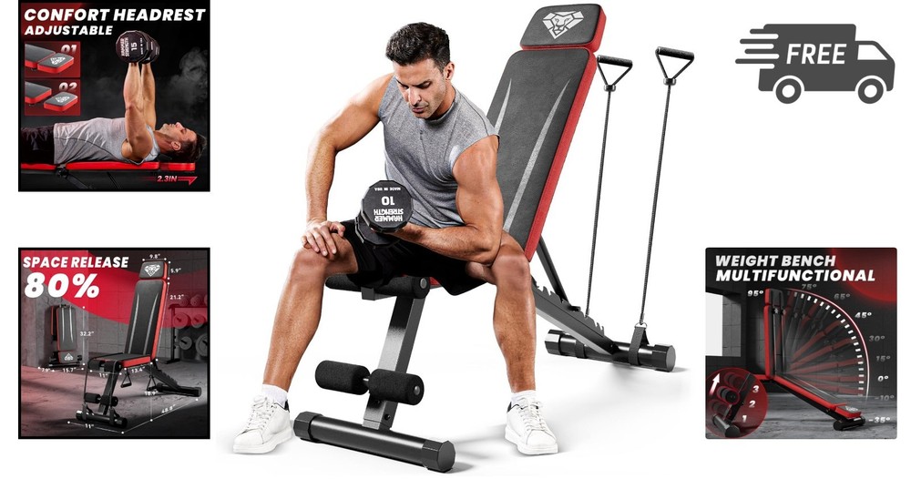 Adjustable Workout Bench with Foldable Design and Full Body Support