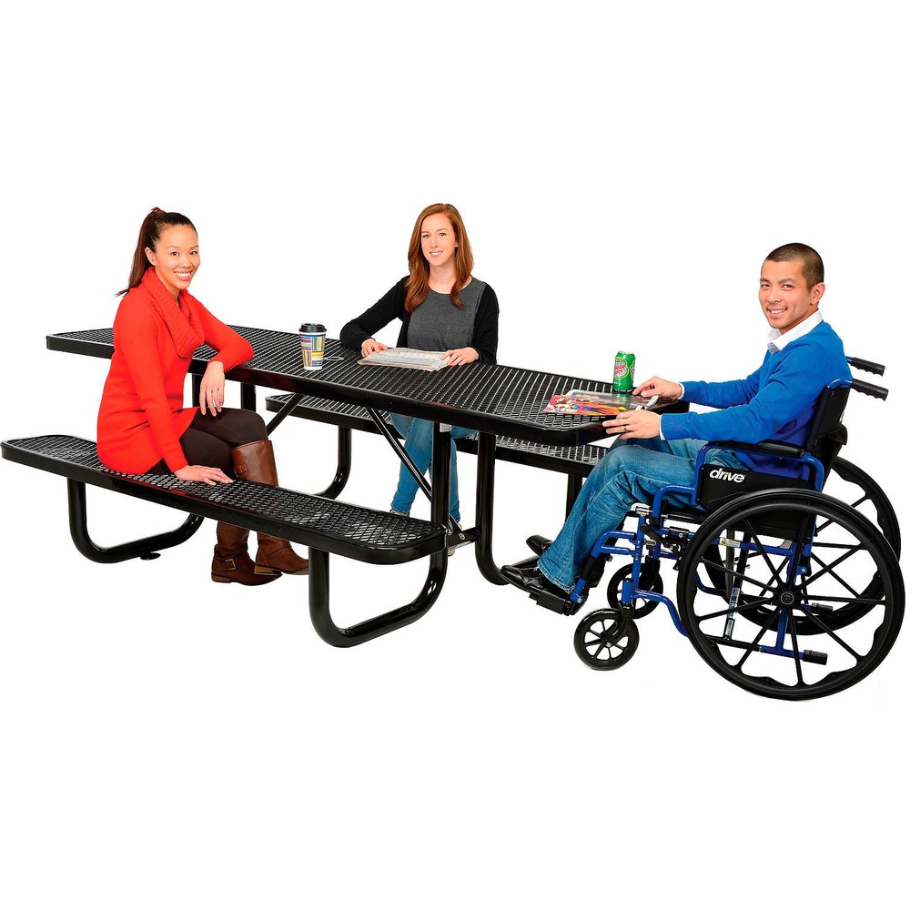 8' ADA Rectangular Picnic Table Expanded Metal Black (96" Long)