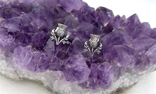 STAINLESS STEEL Celtic Thistle Medium STUD EARRINGS
