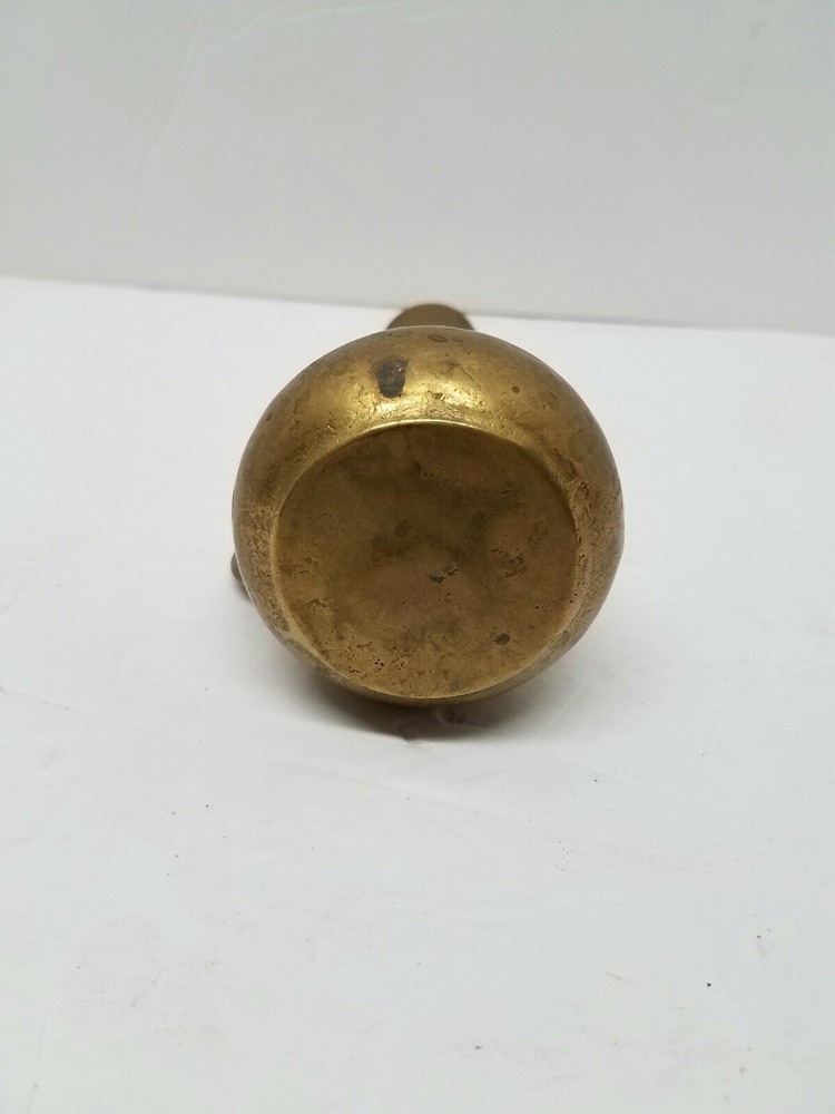 Vintage Solid Brass 5 3/4" Vase Handled Flower pitcher Nice Patina