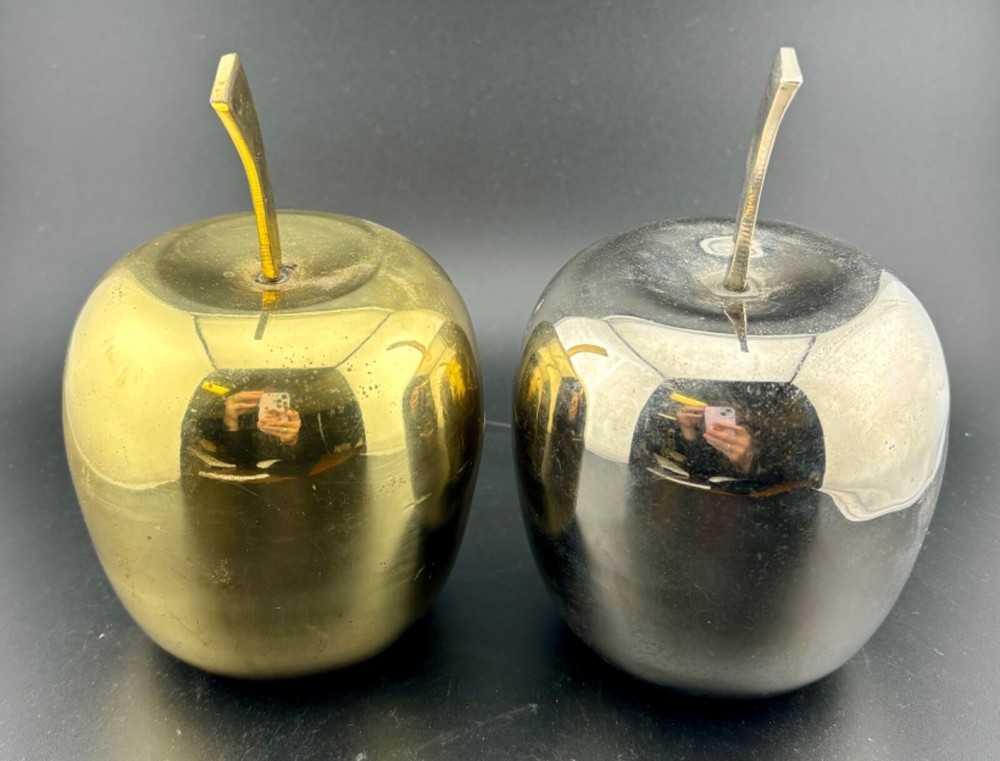 Decorative Brass and Chrome Apples Pair