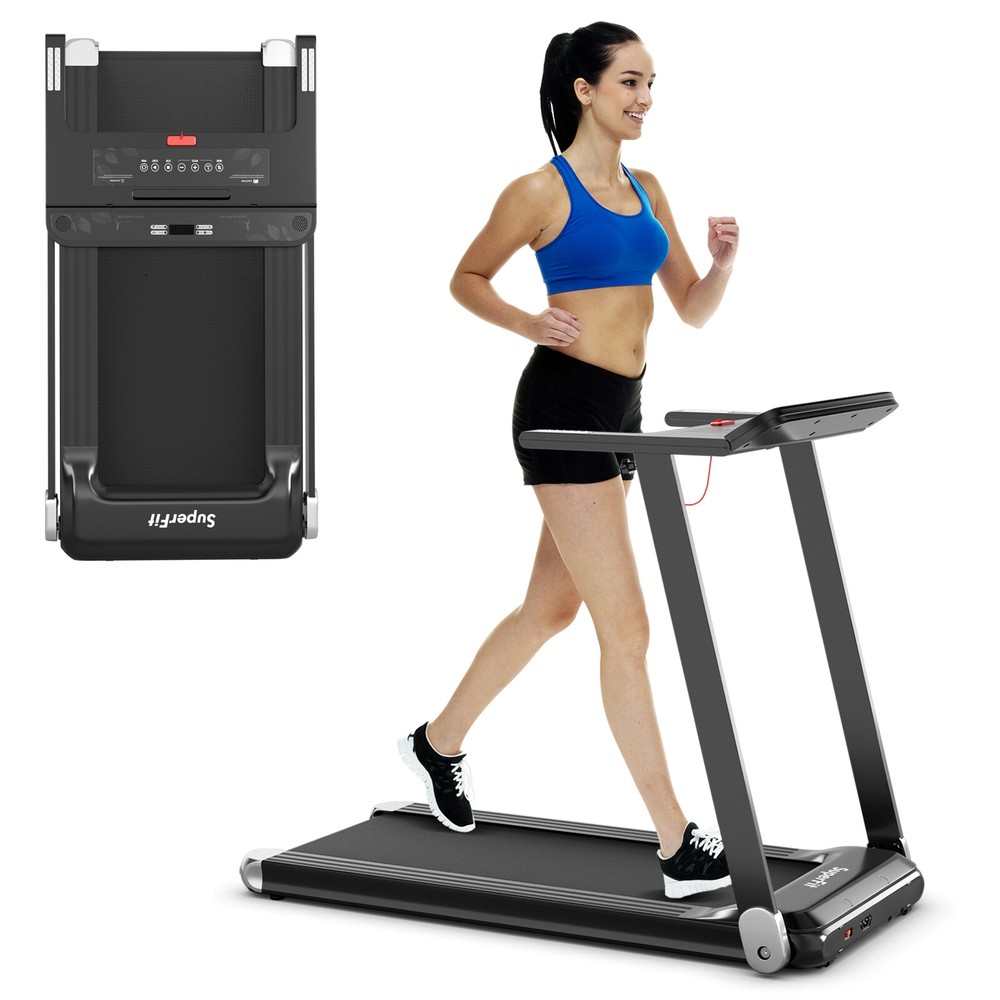 Folding Electric Treadmill Compact Walking Running Machine w/APP Control Speaker