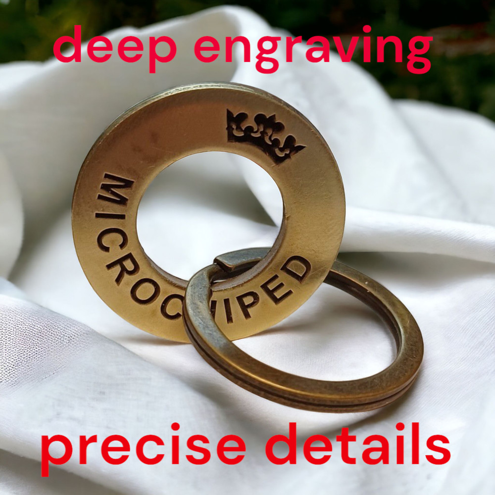 Dog Cat Id Pet Tag Personalised Deep Engraved Round  Collar Solid Brass Custom
