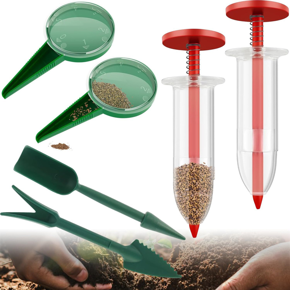 6 PCS Mini Seed Spreader, Sowing Seed Dispenser with 5 Speeds, Sowing Helper, Sm