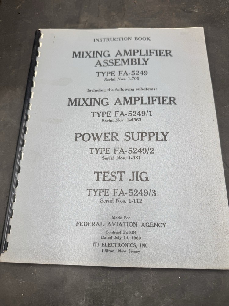 Federal Aviation Mixing Amplifier Assembly Manual