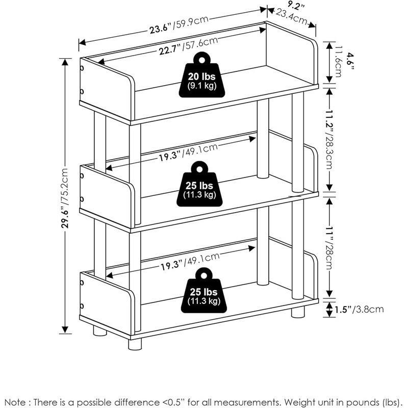 3-Tier Display Rack Storage Shelf Toolless Lightweight Space Saving Organizer US