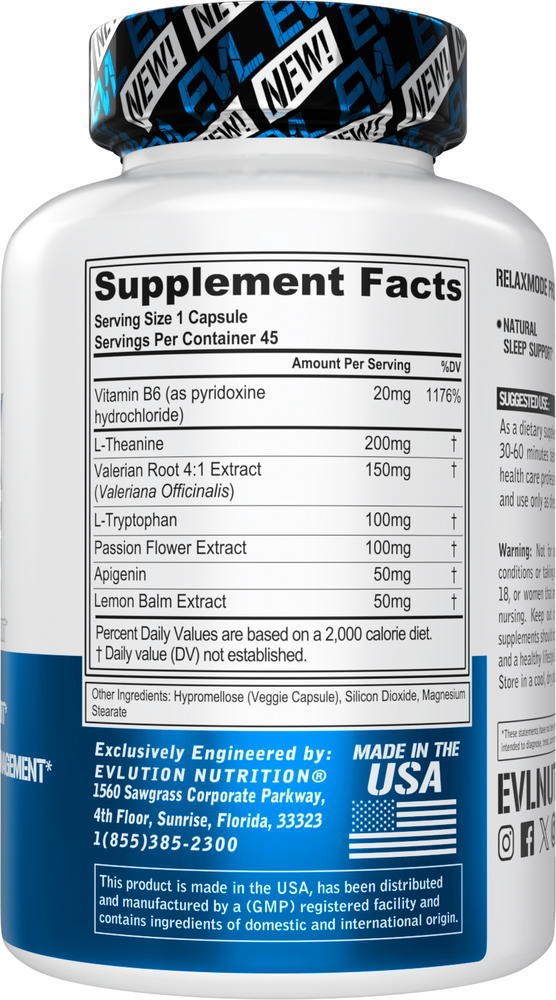 Evlution Nutrition Relax Mode - Natural Sleep Support - 45 Servings