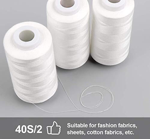 4 x 3000 Yards Serger Thread Spools White Polyester Sewing Thread Overlock Cone