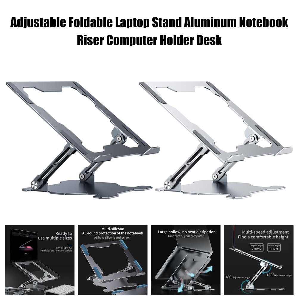 Adjustable Foldable Laptop Stand Aluminum Notebook Riser Computer Holder Desk