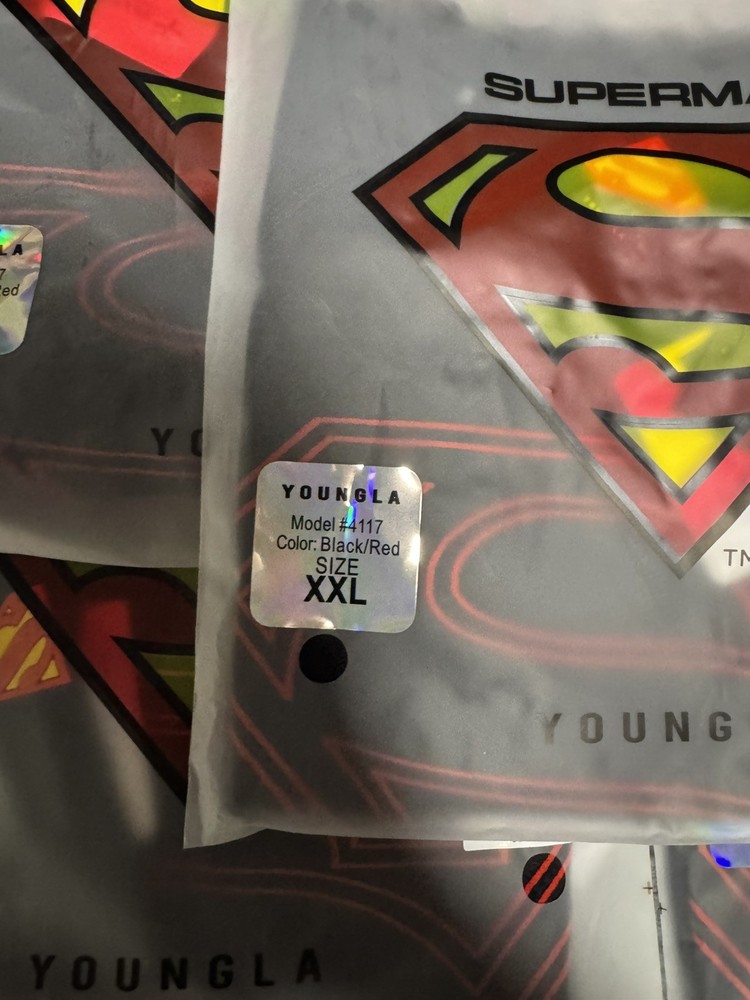 YOUNGLA 4117 SUPERMAN COMPRESSION TEE BLACK/RED UNRELEASED XXL .SUPERBOY VERSION