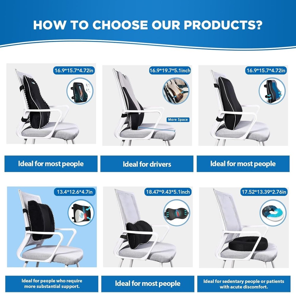 Non-Slip Memory Foam Lumbar Support Pillow - Ultimate Back Comfort Solution