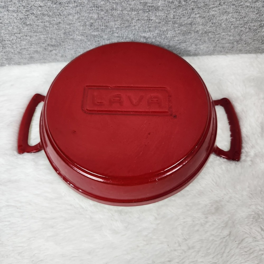 LAVA Cast Iron Enameled Red 6.5" Pan EUC