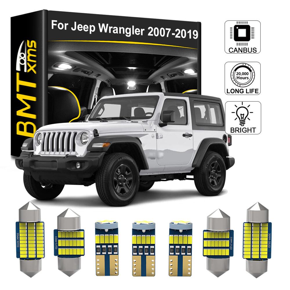 7pcs White Interior LED Lights Kit Package Bulbs For 2007-2020 Jeep Wrangler JK