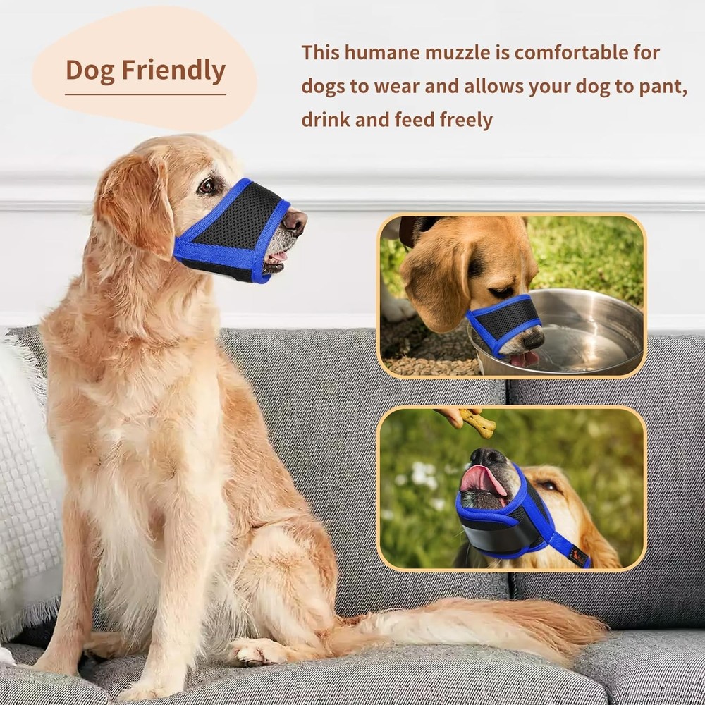 Dog Muzzle,Soft Nylon Muzzle Anti Biting Barking Chewing,Air Mesh Breathable ...