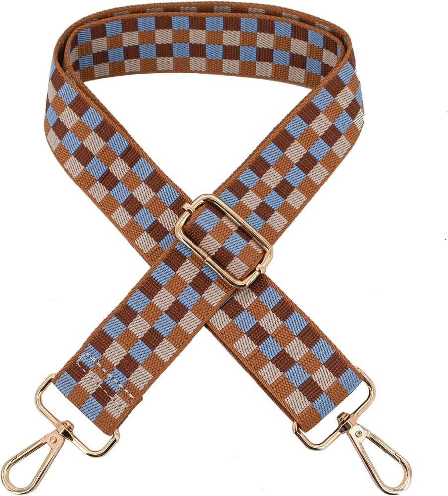Replacement Purse Strap Shoulder Adjustable Checker-gold Hardware