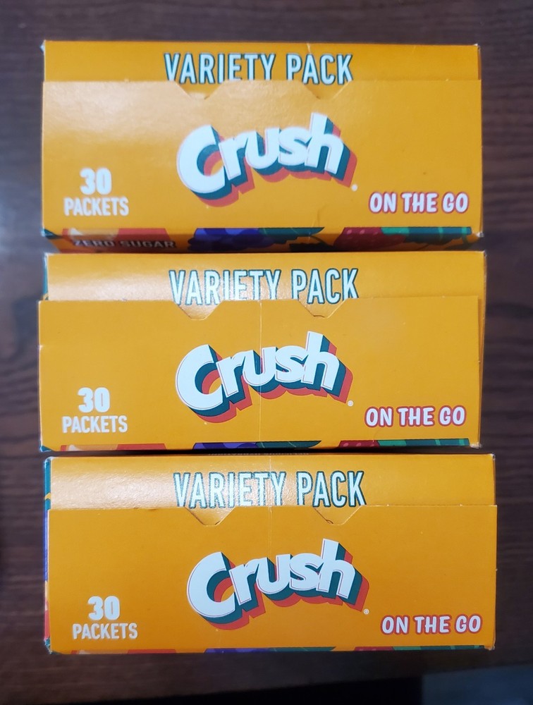 3 PACK- Variety Pack CRUSH- 30 Packets Per Box ZERO SUGAR Exp. 02/2027