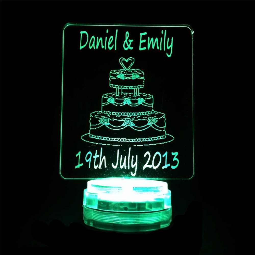 Personalised Wedding Name Light Table Decoration Colour Changing Cake Topper