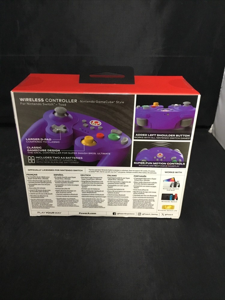 Genuine POWER A Wireless Controller GAMECUBE STYLE for Nintendo Switch (TOAD)