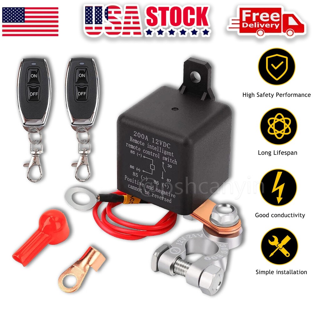 Car Battery Disconnect Switch Remote Control Power Kill Master Isolator Cut Off