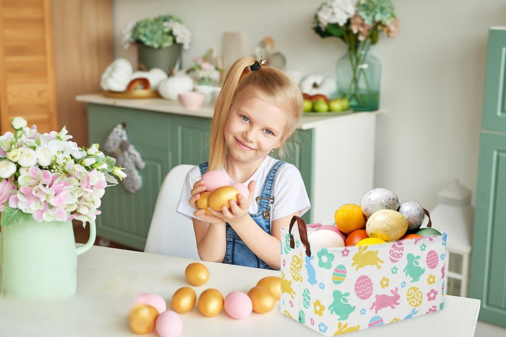 Rectangular Easter Baskets, Easket Basket for Kids.Bunny Easter Basket with H...