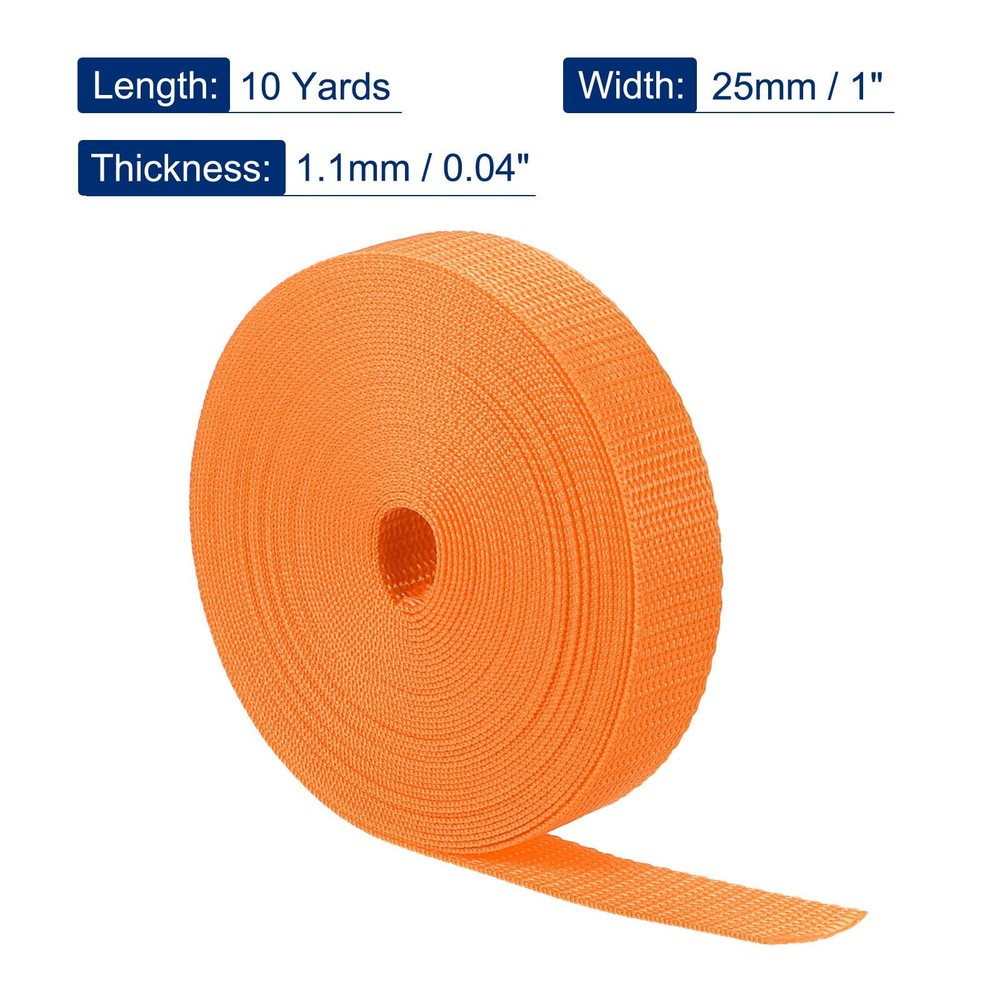 Lightweight Polypropylene Webbing Strap 1" 10 Yards Light Orange Strapping