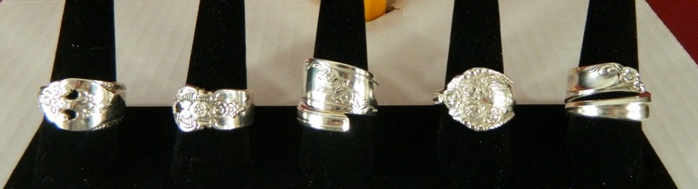 5 Silver Plated Spoon Rings Size 10