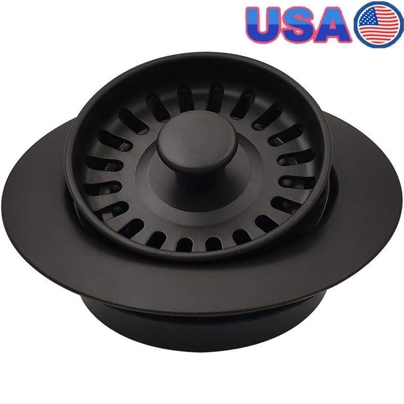 Matte Black Garbage Disposal Flange Removable Strainer Durable ABS Easy Install