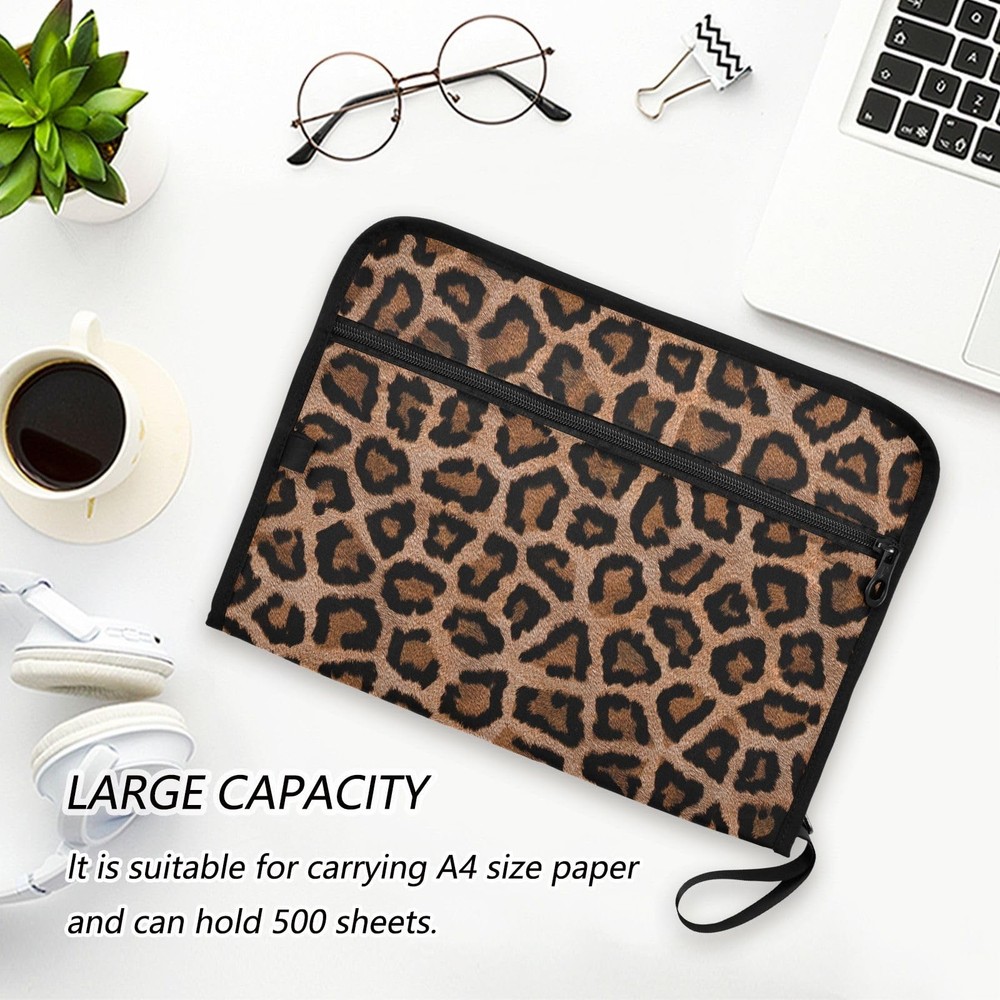 Black Leopard 13 Pocket Expanding File Folder with Labels A4 Document Folder ...