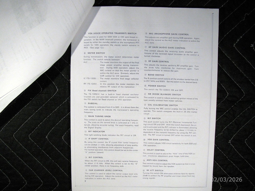 Kenwood TS-120 HF Transceiver Manual