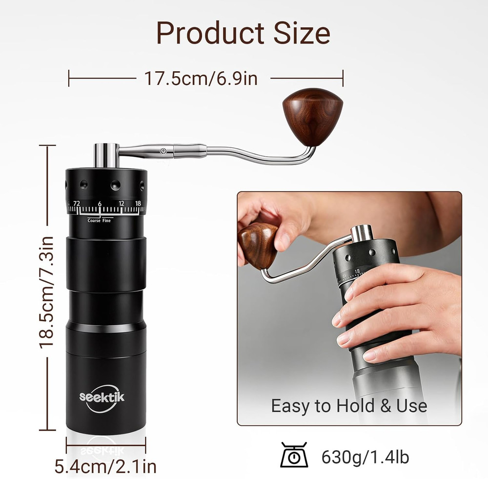 Manual Coffee Grinder with Numerical External Adjustable Setting Stainless Steel