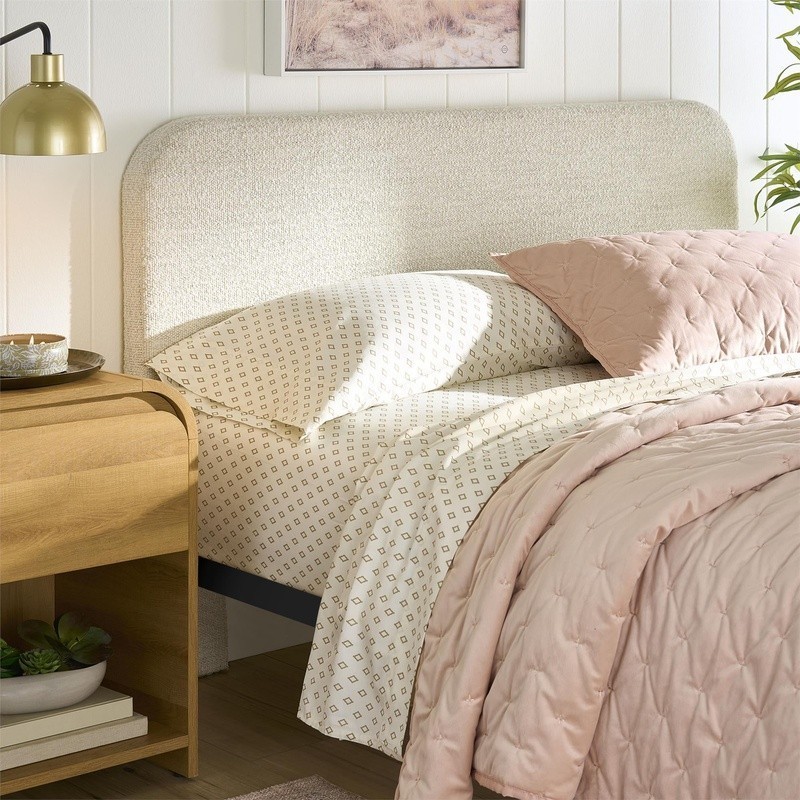 Upholstered Boucle Headboard Full Queen Adjustable Modern Design Easy Install