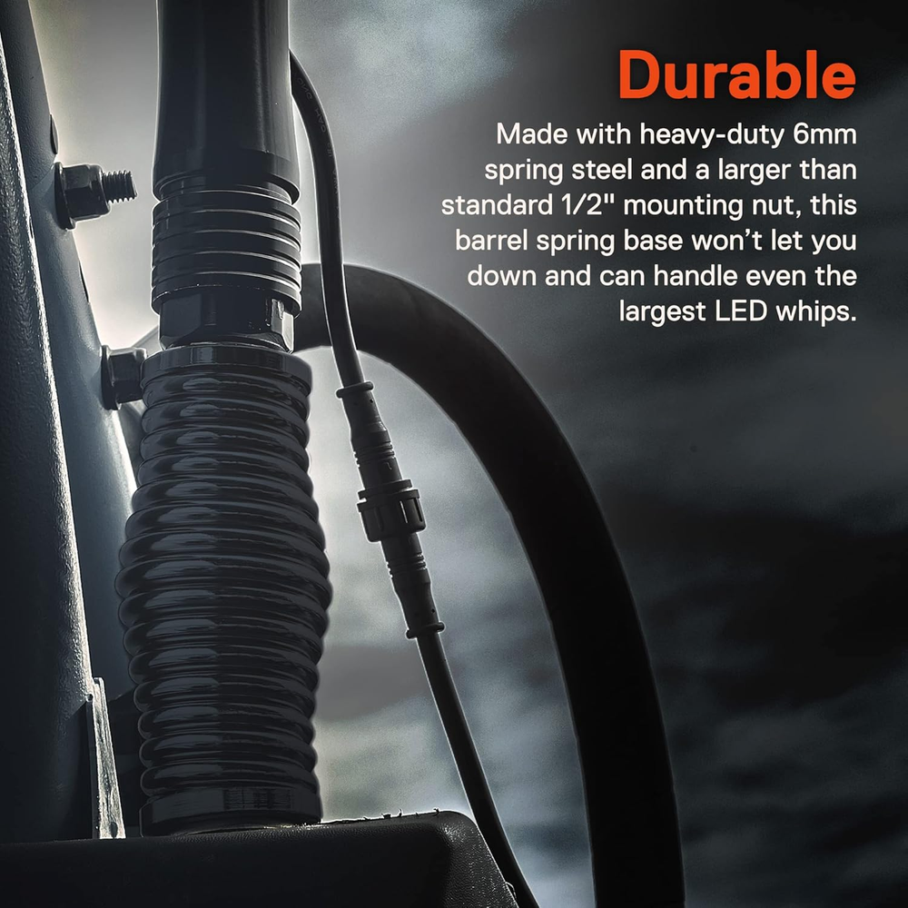 2pc Heavy-Duty LED Whip Light Spring Mount Base [Black-Finish] [Quick Release]