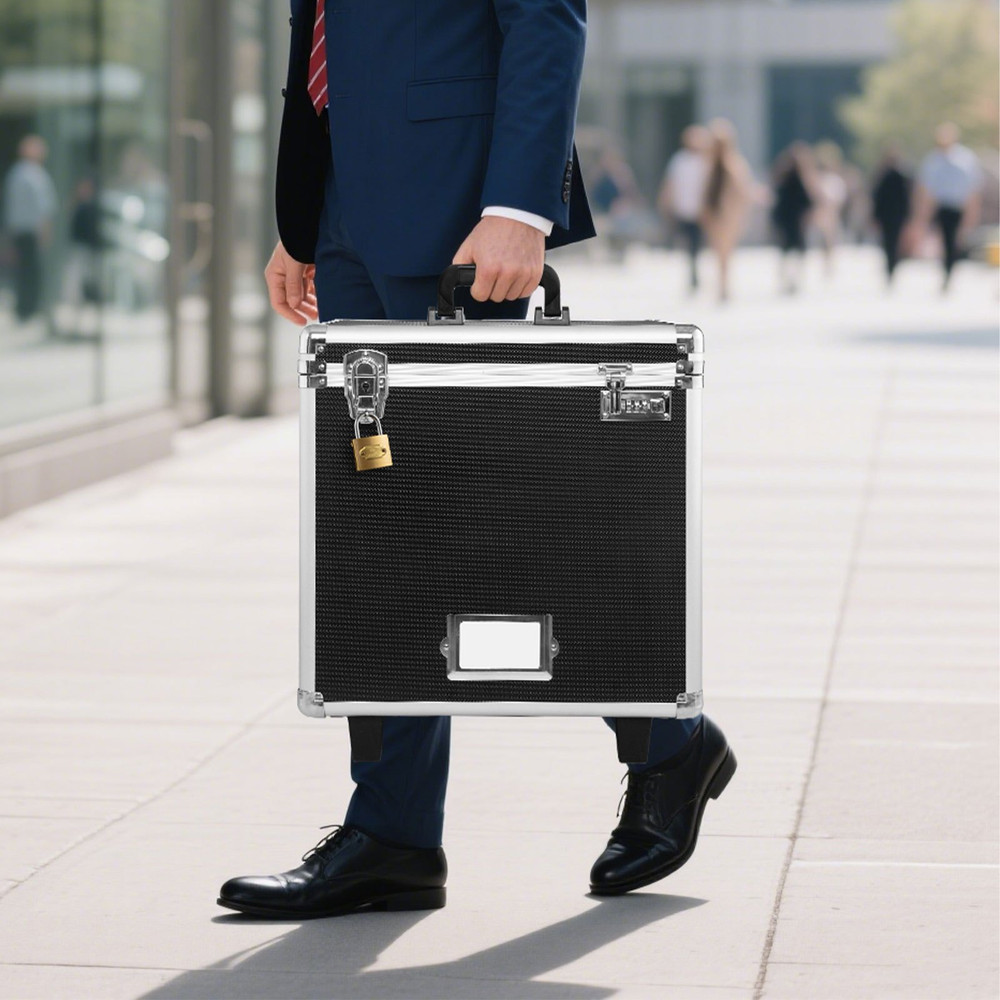 VEVOR Locking Rolling File Storage Box - Mobile Case with Telescoping Handle