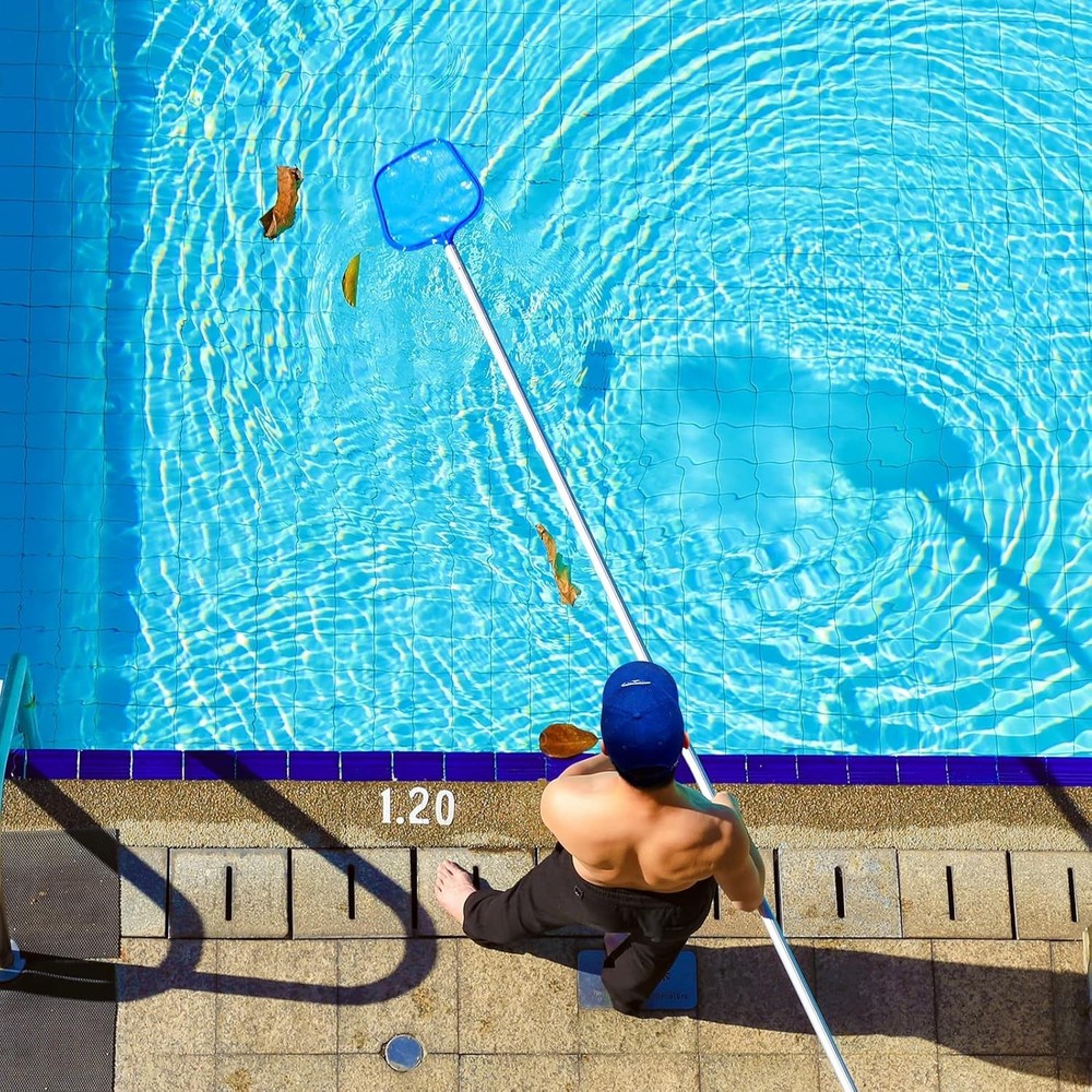 Pool Skimmer Net with Solid Plastic Frame and Fine Mesh for Pool Cleaning - D...