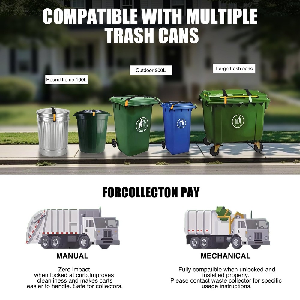 2 Pack Trash Can Locks Animals Adjustable Strap, Garbage Bin Raccoon Proof