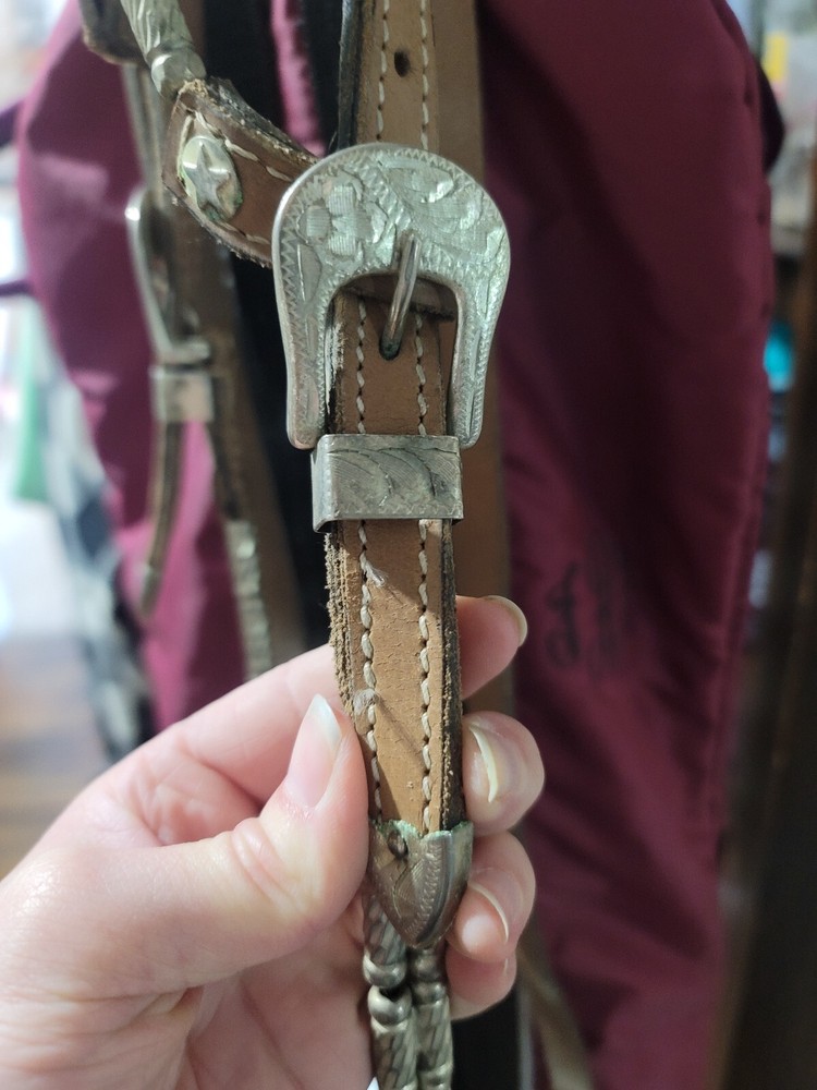 Silver Western Briddle Used On A Large Pony