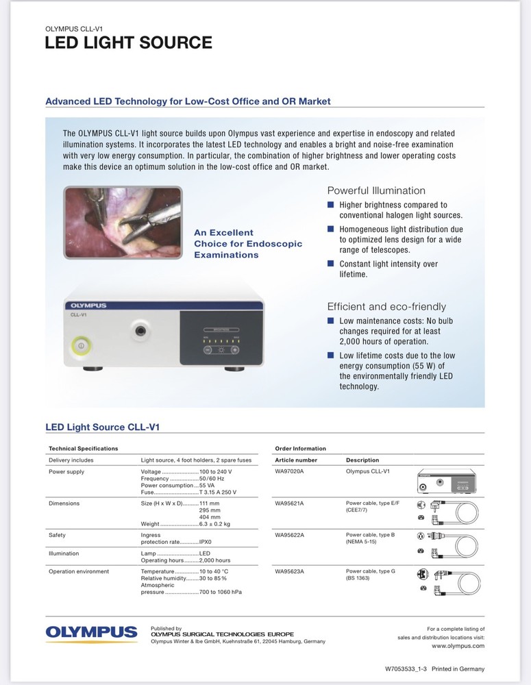 CLL-V1 LED Light Source - Olympus. Very Good Condition