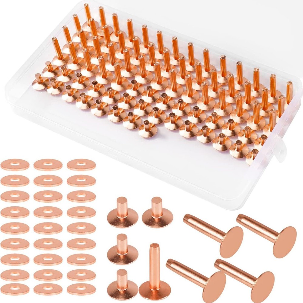 77set/pack Concise 2-size # Copper Rivets&Burrs For Home DIY Leather Working