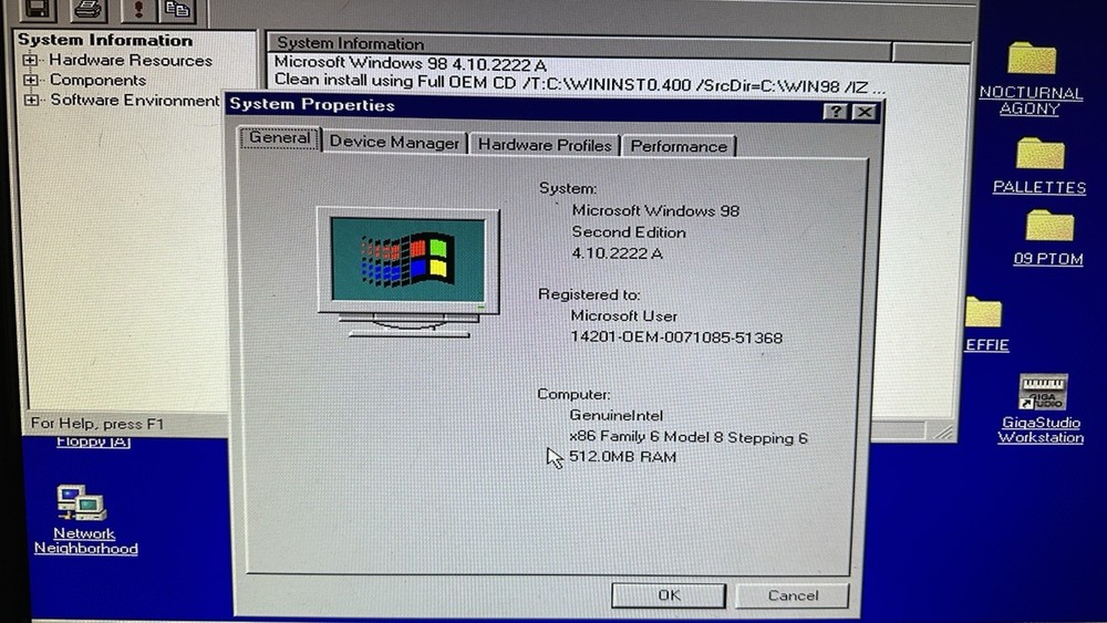 Vintage Windows 98 Studio Computer Custom Built Fully Functional With OEM Win98