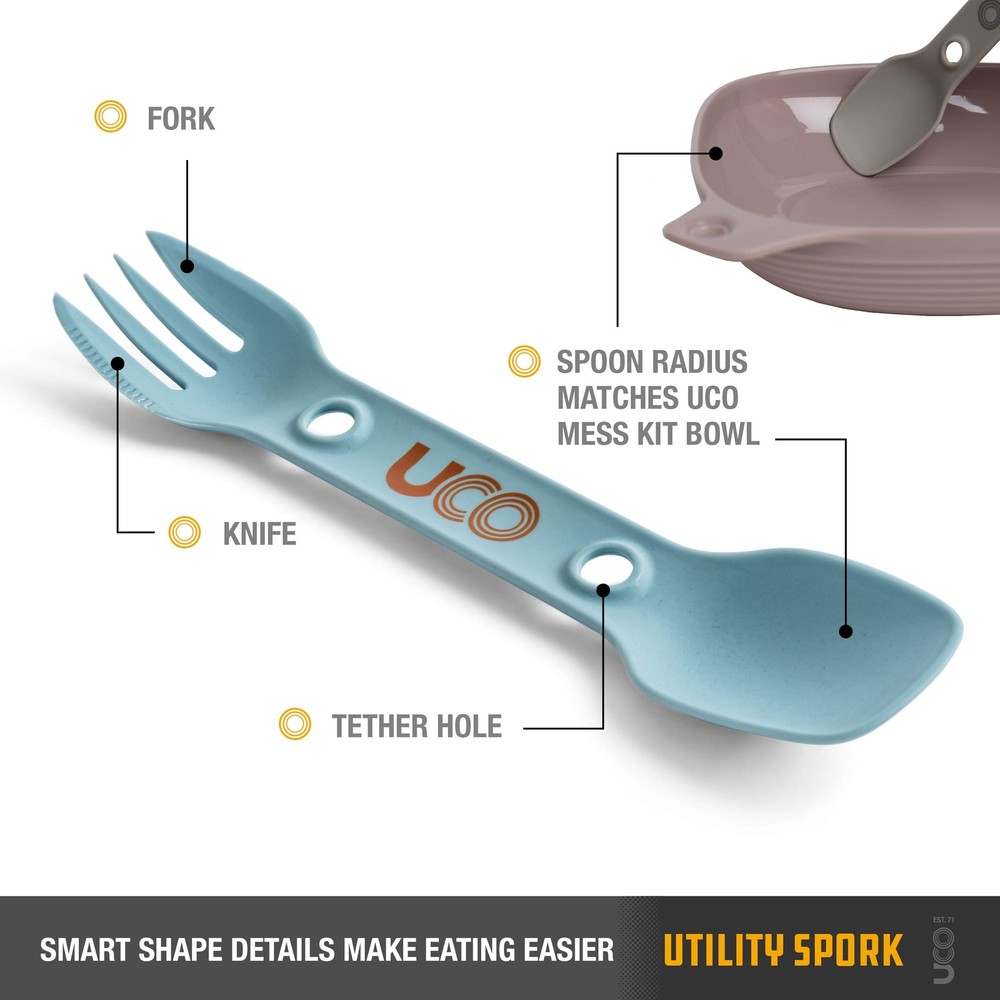 2 Pack Utility Spork Combo Spoon-Fork Utensil for Camping Backpacking Picnics