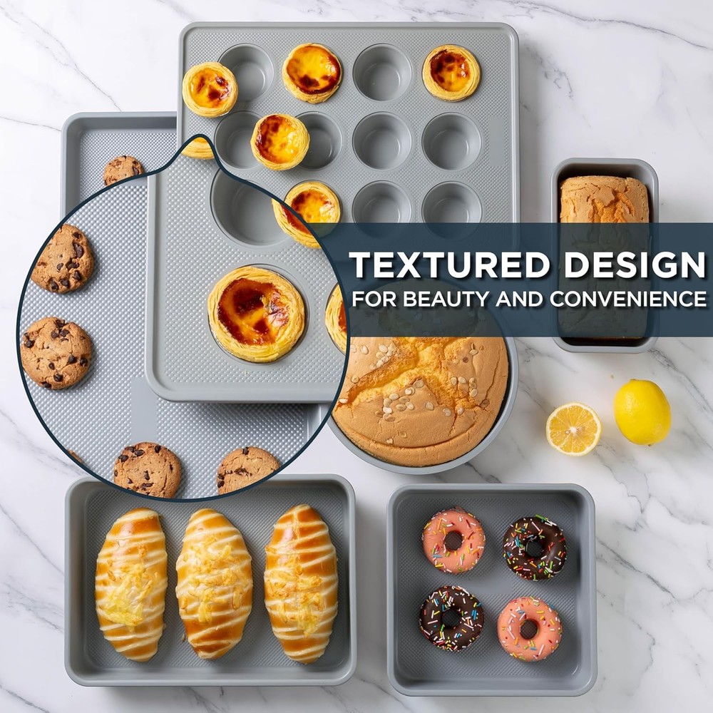 Nonstick Stackable Bakeware Set Durable Easy Release Baking Set Navy 6 Pcs
