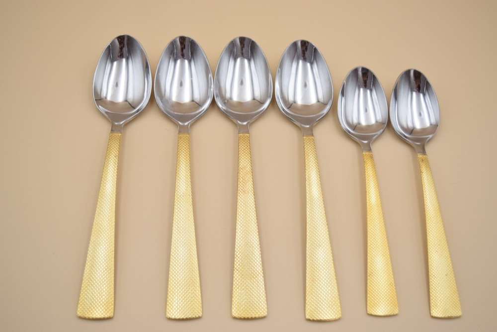 Argent Orfevres 14pc Flatware Gold Tone Dotted