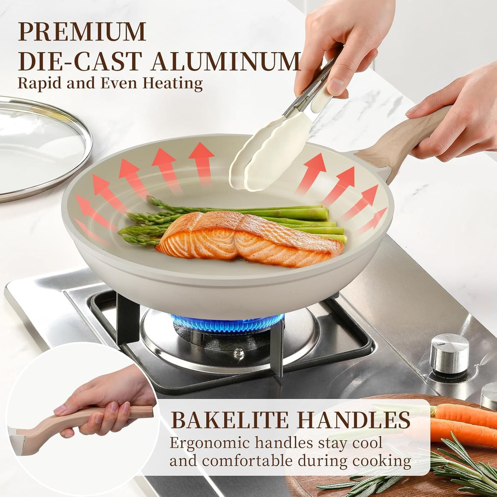 16-Piece Nonstick Ceramic Cookware Set - Healthy Induction Kitchen Set