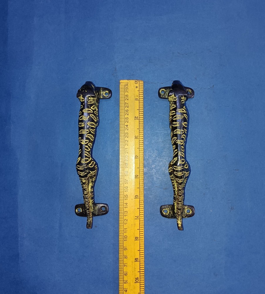 Brass Leopard Gate Handle Pair Brass Animal Shape Hotel Door Pull Hardware AJ326